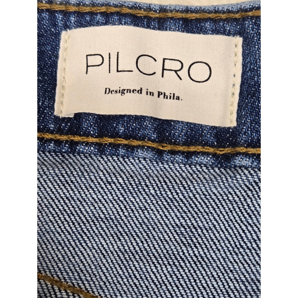 Pilcro Anthropologie Heritage Barrel Jeans 25 Blue Bow Applique Mid Rise Cropped - Picture 7 of 14